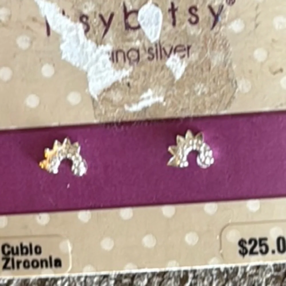 It’s Bitsy Sterling Silver With cubic zirconia rhinestone tiny Earrings, NWT